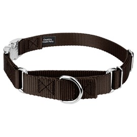Country Brook Petz - Brown Heavyduty Nylon Martingale with Premium Buckle - 30+ Vibrant Color Options (1 Inch, Medium)
