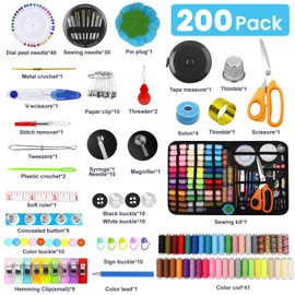 Sewing Kit with 200 Sewing Accessories, 41 Thread Reels Included, Sewing Kit for Home, Travel and Emergency with