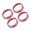 4pcs A/C Air Vent Knob Trims Rings Red Aluminum Alloy