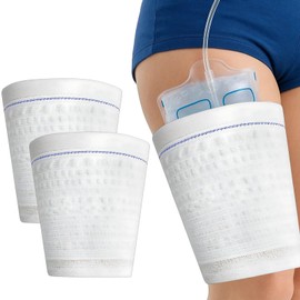 2 PCS Catheter Leg Bag Holder, Convenient Washable Catheter Sleeves Urine Leg Bag Holder Catheterr Bages Holder, Reusable Catheterr Night Bages(Blue Stripe)
