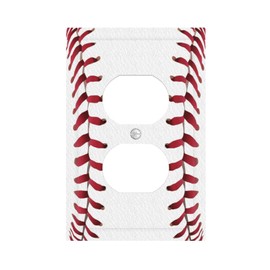 Spshian Decorative Outlet Covers Baseball Sports Cool Red White 1 Gang Duplex Light Switch Cover Plate Electrical Switch plate Covers Wall Plates Receptacle Covers for Bathroom Bedroom Decor
