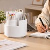 Rotating Pen Holder for Desk Organization - 3-Compartment Storage for