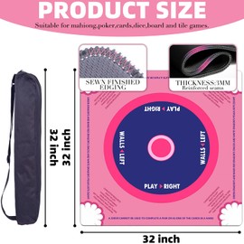 Mahjong Mat for Table with Rules （32"x32"），No Creases American Mahjong Mats for Table，Non-Slip Noise Reducing Surface+Deluxe Storage Pouch Bag+2 Dice+4 Rules Cards 2025