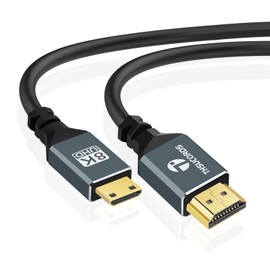 Thsucords Ultra Delgado 8K 4K Cable Mini HDMI 2M, Fino Flexible Mini HDMI 2.1 Cable alta velocidad 48Gbps 4K@120Hz Compatible con Cámara,Videocámara,Tableta