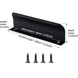 Comforty Set of 4 Furniture Handles and Screwdrivers, Hidden Door Handles Cabinet Handles, Aluminum Drawer Handles, Hidden Handles, Invisible Furniture Handles, Kitchen Handles - Black, 12 cm