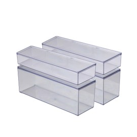 DEAHEZEN Storage Bins for Pantry and Fridge with Lid Organizers and Storage Cabinet, Kitchen, Countertops, Cupboard, Freezer Organization (Clear, Middle)