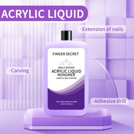 Acrylic Nail Liquid Monomer & Brush Cleaner 120ml/4.2fl.oz,for Acrylic Nails Acrylic Powder Nails Extension Acrylic Nail Kit Nail Acrylic Liquid Monomer