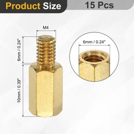 sourcing map 15Pcs Male to Female Thread Spacer Screws, M4 x 10mm + 6mm Brass Hex Standoff Screws PCB Motherboard for Drone Quadcopter, Computer and Circuit Board