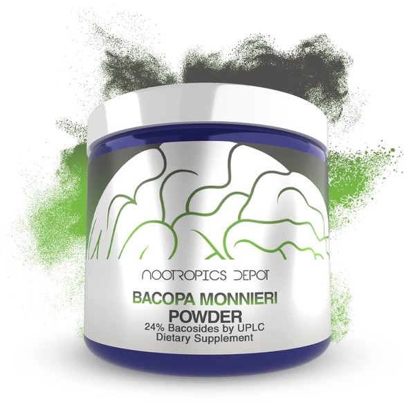 Nootropics Depot Bacopa monnieri Powder | 120 Grams | Minimum 24% Bacosides | May Help Support Cognitive Function | May Help Support Stress Management
