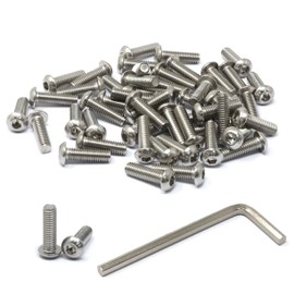 iexcell 50 Pcs M6 x 20mm Thread Pitch 1 mm Stainless Steel 304 Hex Socket Button Head Cap Screws Bolts Kit