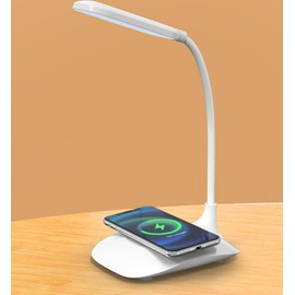 YOURSMAY LED Desk Lamp Touch Control Desk Lamp with Wireless Charging Dimmable Office Desk Light Eye-Caring Office Lamp with Adjustable Gooseneck Table Lamp
