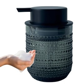 Birugen Foaming Hand Soap Dispenser,Vintage Glass Soap and Lotion Dispenser for Bathroom,Kitchen Dish Soap Dispenser with Silver Foam Pump,Cute Farmhouse Antique Decor (Grey Dew+Black Lid)