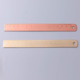 Rose Gold Ruler, Metal Drawing Ruler, Brass Straight Ruler, Unisex Learning Measuring Ruler Bookmark Stationery for School Office Math Geometry Gift Drafting Tool Kits Teaching Materials