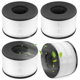 BS-03 True HEPA Replacement Filter for PARTU and Slevoo BS03 Air Purifier Part U & Part X, 3-in-1 Filtration System H13 True HEPA Filter (4)
