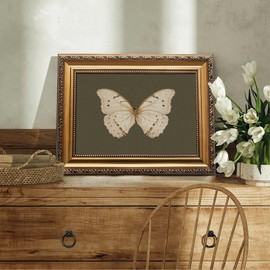 Uniro Vintage Gold Framed Wall Art, Classical Butterfly Oil Paintings, Dark Moody Insect Canvas Prints Artwork with Antique Frame, Sage Green Wall Decor Pictures for Bedroom, Kitchen, Shelf, Bathroom Wall Decor, Cottagecore Room Decor - 12x16Inch
