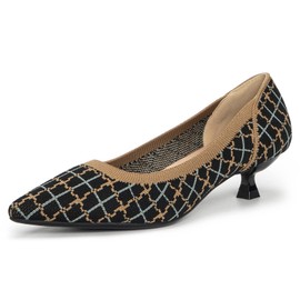 youngshow Shoes for Women Dressy Low Heel Pointed Toe Kitten Heels Black Size 8.5