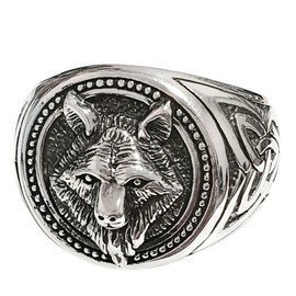 Treasure Bay Men's Women's Wolf Ring, Nordic Viking Wolf Head Ring Odin Wolf Skull Ring Men’s Punk Wolf Ring - Mens 925 Sterling Silver Fenrir Ring Norse Viking (Y)
