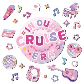 24Pcs in Our Cruise Era Cruise Door Magnets Decorations,Funny Popular Music Cruise Ship Door Decor Magnetic Stickers for Cruise Room Fridge Car Kitchen Cabin Garage Refrigerator Carnival Party Decor