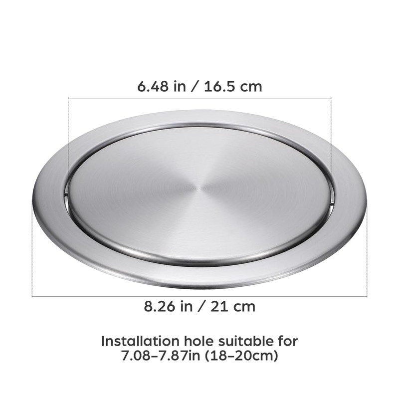 Hemobllo Stainless Steel Recessed Counter Trash can Lid Silent Flip