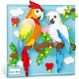 Loyratche Parrot Bird Animal 3D Wall Art Micro Mini Building Blocks Set, Unique Home Wall Decor or Table Display Ideal Birthday Toy for Kids Teens Adults