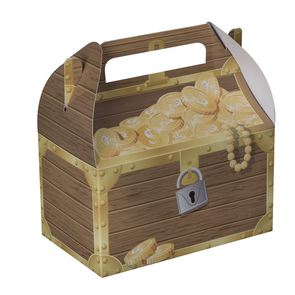 Hammont Paper Treat Boxes -(10 Pack) - Party Favors Treat Container Cookie Boxes Cute Designs Perfect for Parties and Celebrations 6.25" x 3.75" x 3.5" (Pirate)