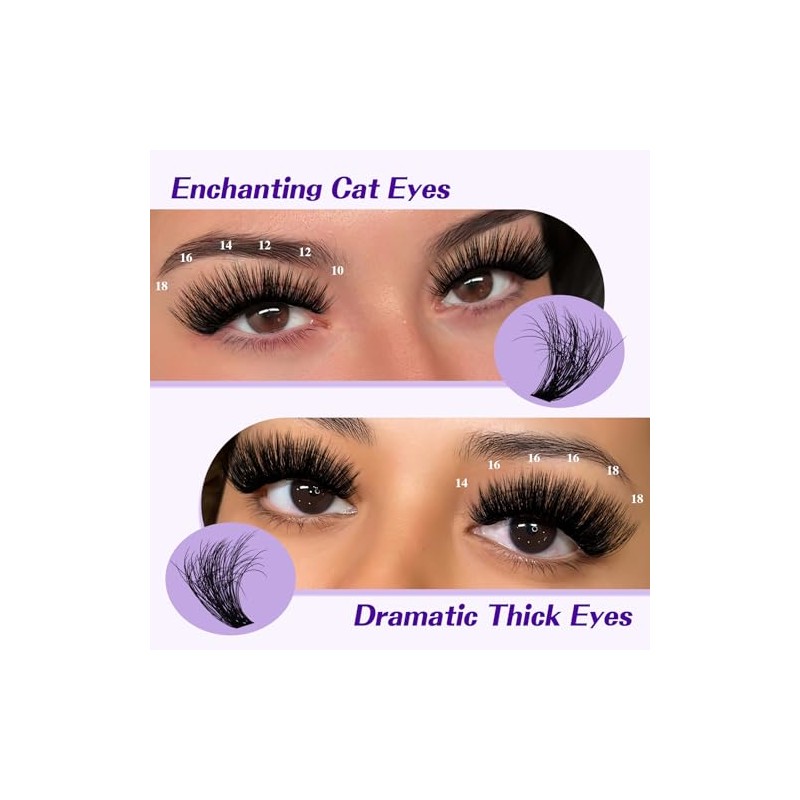 B&Q Fluffy Lash Clusters Kit 100D+200D Dramatic Eyelash Clusters Kit