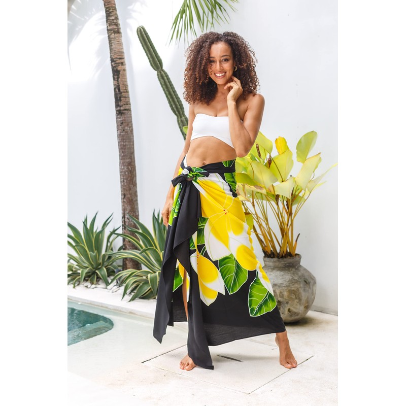 Back From Bali Womens Pareo Playa Wrap Cover Up Frangipani