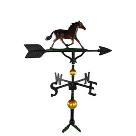 Montague Metal Products 32-Inch Deluxe Weathervane with Color Horse Ornament