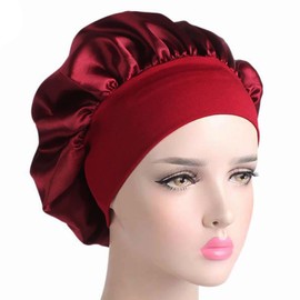 Silk Bonnet, Silk Bonnet, Satin Hair Cap, Bonnet, Sleeping Cap, Night Cap, Sleeping, Breathable Headgear for Curly Hair, Sleep Cap, Silk Head Cap, Red, Pack of 1