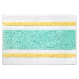 IZOD - Bath Mat, Cotton Bath Rug with Non-Skid Latex Backing, Striped Bathroom Decor, Dorm Room Essentials (Clubhouse Aqua, 20" x 32")