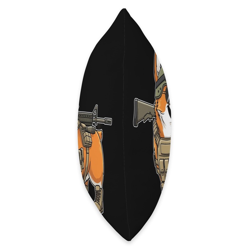 Tactical Corgi Dog Breed Warrior Animal Pun Meme Throw Pillow