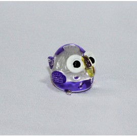 ChangThai Design Lampwork Collectible Miniature Hand Blown Art Glass Purple Mini Colorful Owl Figurine