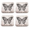 Modena Butterfly Design Set of 4 Square Cork Coaster