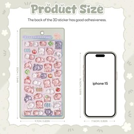 Cute Pink Pig Tiny Stickers Kawaii 3D Relief Puffy Stickers with Three Little Pigs and Apple Pattern Removable Bubble Decals for Adult Notebook Phone Camera Decoration