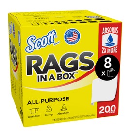 Scott® Rags In A Box™ (75260), All-Purpose Towels, Large 9"x12" Paper Towel, Pop-Up Box (8 Boxes of 200 Sheets, 1,600 Sheet Total)