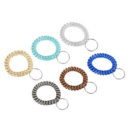 PATIKIL Stretchable Wristband Wristlet Keychain, 6 Assorted Colors TPU Spiral Wrist Coil Key Ring Holder for Outdoor Sport Gym Pool Sauna ID Badge
