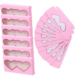 OHPHCALL 30pcs Heart Shaped Eyelash Box Lash Cases Lash Storage Simple Eyelash Organizer Eyelash Display Stand Heart Lash Boxes Eyelash Holding Container Toiletry Containers Paper Pink