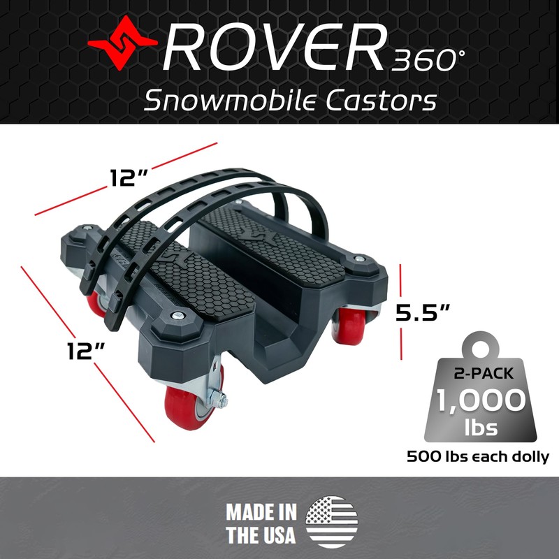 Caliber Rover 360 Snowmobile Dolly, Heavy-Duty Casters Hold 1,000 LBS,