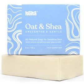Keika Keika Baby Soap Bar Oat & Shea Unscented for Eczema, Psoriasis, Face, Body, Infant Kids Teens Men Women with Sensitive Skin, 5 oz.