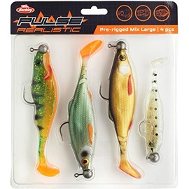 Berkley Pulse Realistic Mix, Fishing Hook, Soft Lures, PredatorFishing, Ideal for Catching Pike, Perch and Zander, Chosen by Berkley Pro Anglers, Great Gift For Lure Anglers, Unisex, Assorted, Large
