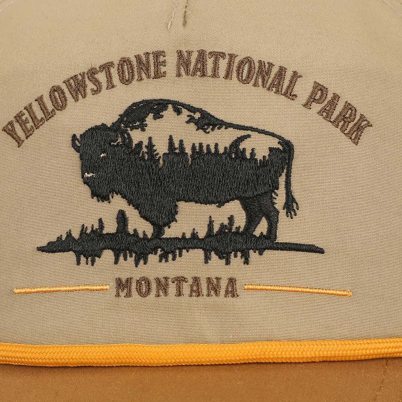 Yellowstone National Park 5-Panel Brown and Tan Unstructured Hat