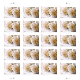 100 FOREVER STAMPS 5 SHEETS White Rose Wedding Invitations
