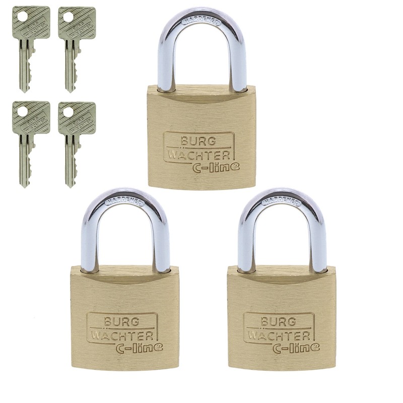 Burg-Wächter Padlock, Set of 3, 4 Keys, Trio 222, TRIO
