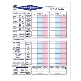 250 Premium Triple Score Sheets Cards Pads for Yahtzee Game