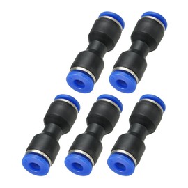 PATIKIL 4mm Push to Connect Fittings, 5Pcs Plastic Air Line Hose Fitting Quick Release Pneumatic Connectors Straight Union Two Way Coupler for Tube, Blue