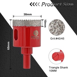 Diamond Core Drill Bit 1-1/2 Inch - FOCSTOL 2pcs 38mm Diamond Hole Saw with Triangle Shank for Porcelain Ceramic Tile Marble Granite