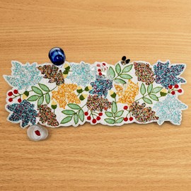 Runner for Dining Table, Durable Kitchen Table Runner, Stain Resistant Runner for Table, Kitchen Table, Durable Table 13'' x 36'' Runner - Teal Green Yellow