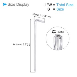 CoCud Tamper Proof Torx Key, T27 Torx, CR-V Steel L-Shape Star Wrench - (Applications: for Basic Home Repair and Mechanical Maintenance), 6-Pieces