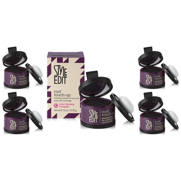 Style Edit Root Touch Up Powder (Pack of 4 + 1 Free) to Cover Up Dark Roots and Grays Between Salon Visits, Water Resistant, Non-Sticky, Compact And Mess-Free, Light Brown Hair Color (Total of 5)