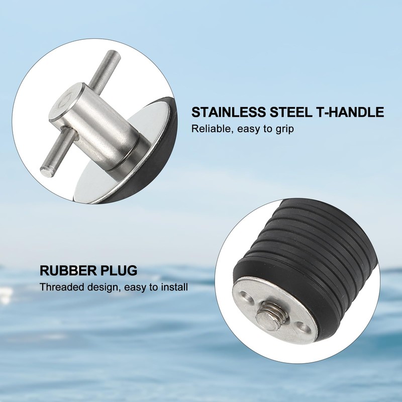 PATIKIL 1" Boat Drain Plug 2pcs T Handle Stainless Steel
